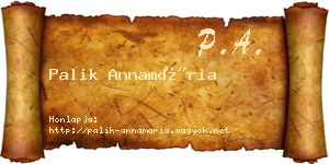 Palik Annamária névjegykártya